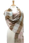 (image for) Cashmere Feel Plaid Shawl Pink / Brown