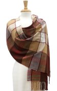 (image for) Cashmere Feel Plaid Shawl Burgundy / Brown