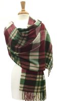 (image for) Cashmere Feel Plaid Shawl Burgundy / Green