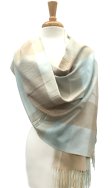 (image for) Cashmere Feel Colorblocked Shawl Beige / Blue