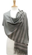 (image for) Cashmere Feel Striped Shawl Grey / Pink