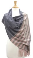 (image for) Cashmere Feel Striped Shawl Navy / Pink