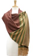(image for) Cashmere Feel Striped Shawl Rust Red / Green