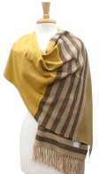 (image for) Cashmere Feel Striped Shawl Yellow / Brown