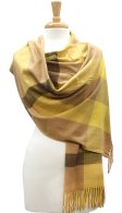 (image for) Cashmere Feel Half Mega Check Shawl Yellow / Brown