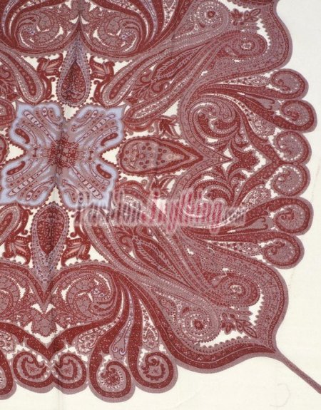 (image for) Lavish Wool Blend Print Scarf S0106 Wine