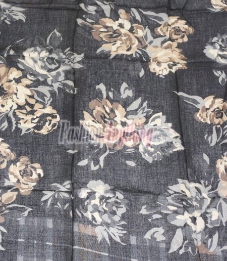 (image for) Lavish Floral Print Scarf S0132 Black