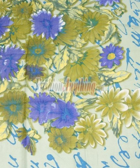 (image for) Lavish Wool Blend Print Scarf S0137 Blue