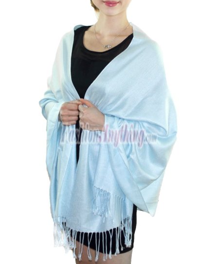 (image for) Silky Soft Solid Pashmina Scarf Sky Blue