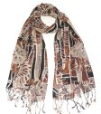 (image for) Lavish Floral Print Scarf Brown