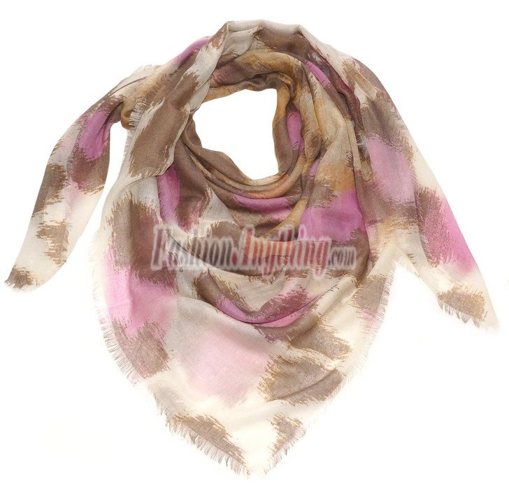 (image for) Lavish Square Print Scarf S0050 Pink Brown