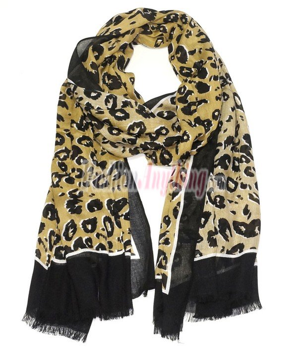 (image for) Lavish Leopard Print Shawl S0057 Yellow