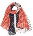 (image for) Lavish Strip Print Scarf S0068 Red