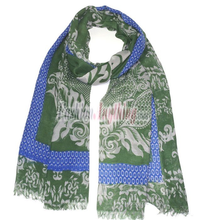 (image for) Lavish Floral Print Scarf S0073 Green