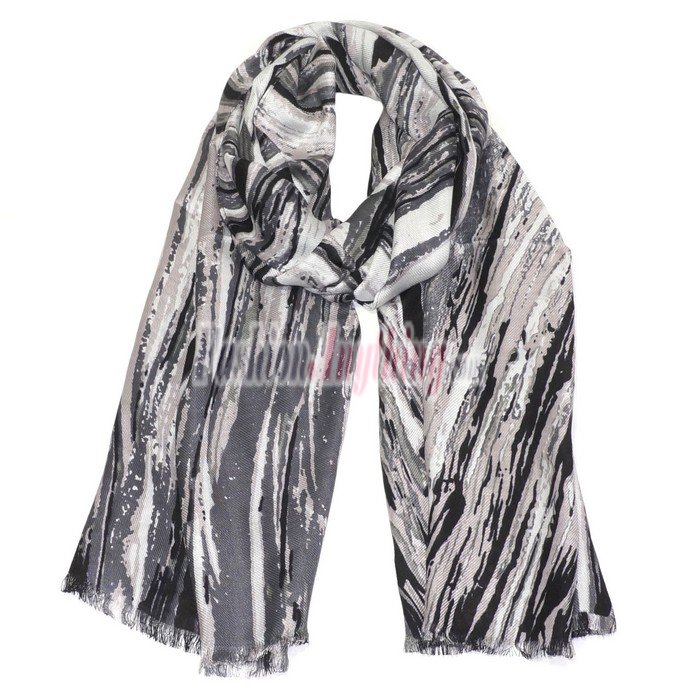 (image for) Lavish Pattern Print Scarf S0076 Black