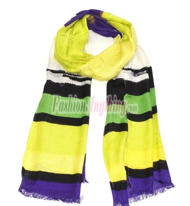 (image for) Lavish Strip Print Scarf S0079 Yellow