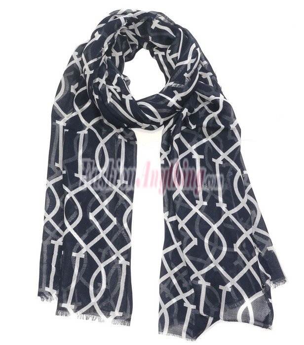 (image for) Lavish Modal Print Shawl S0083 Navy