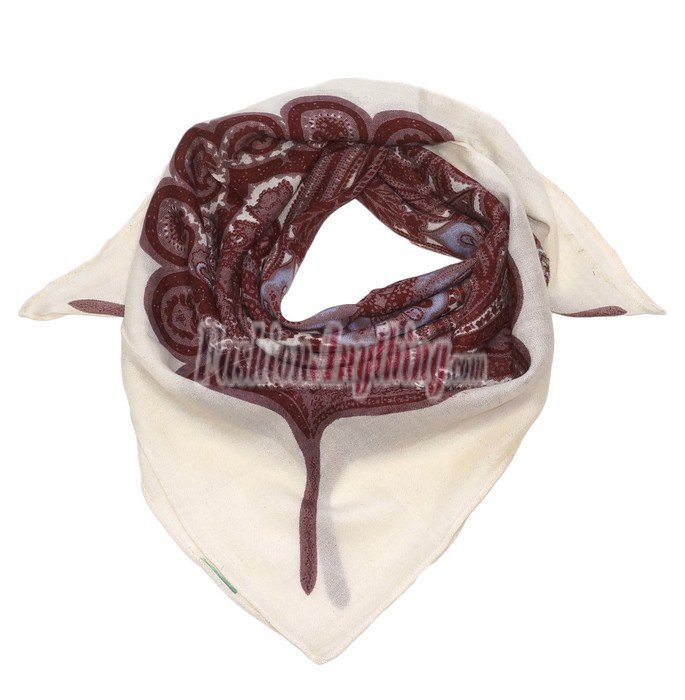 (image for) Lavish Wool Blend Print Scarf S0106 Wine