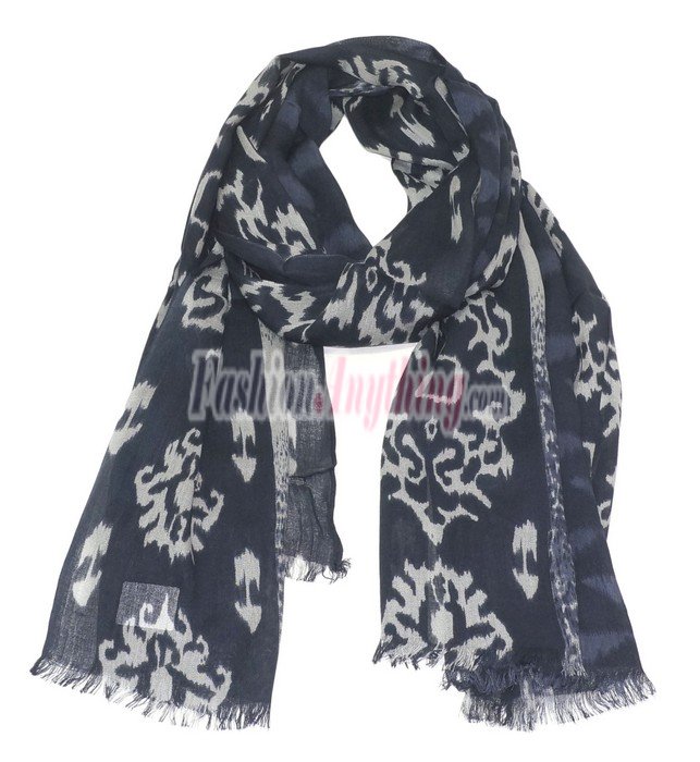 (image for) Lavish Pattern Print Scarf S0129 Navy