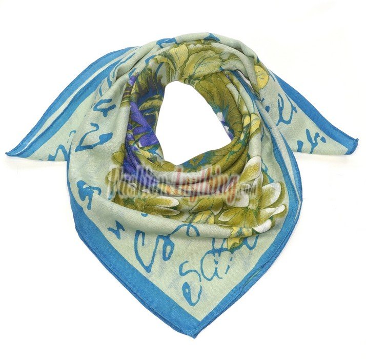 (image for) Lavish Wool Blend Print Scarf S0137 Blue