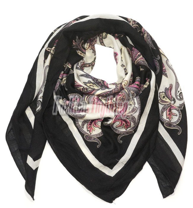 (image for) Lavish Wool Blend Print Wrap S0141 Black