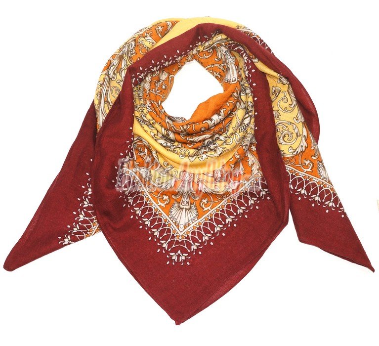 (image for) Lavish Wool Blend Print Wrap S0143 Dark Red