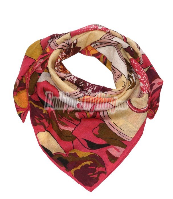 (image for) Lavish Wool Blend Print Scarf S0146 Hot Pink