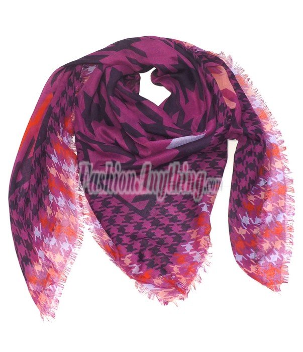 (image for) Lavish Square Print Scarf S0152 Fuchsia Red