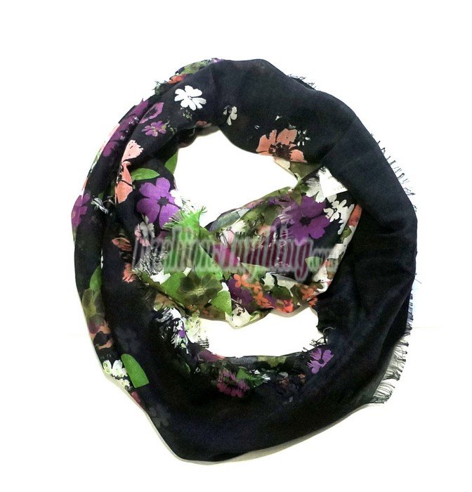 (image for) Lavish Print Scarf S0157 Black