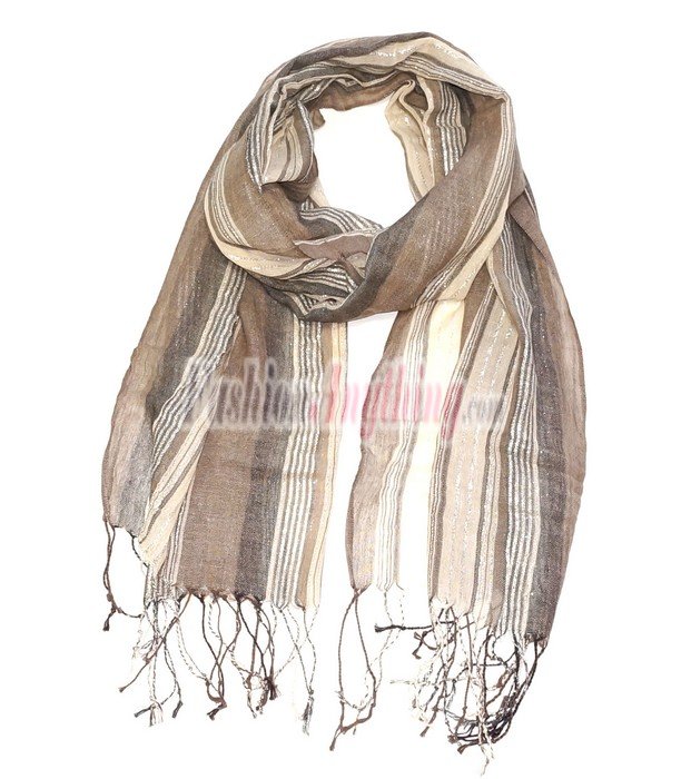 (image for) Lavish Strip Print Scarf S0178 Brown