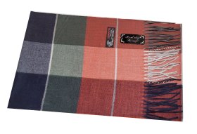 Cashmere Feel Plaid Scarf Navy/Red