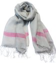 (image for) Lavish strip print scarf grey