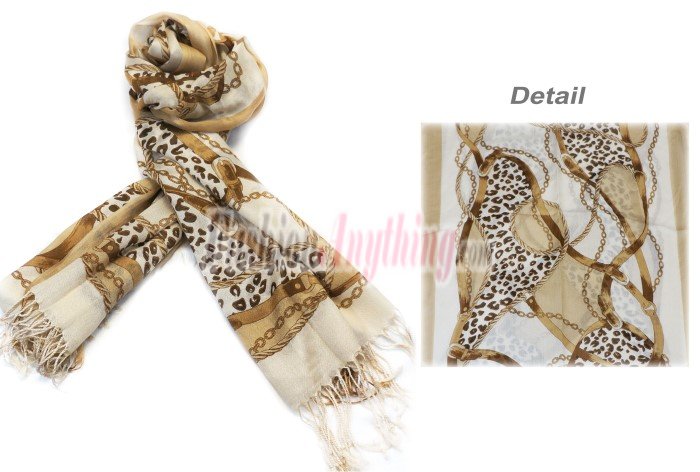 Lavish chain print scarf brown