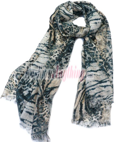 (image for) Lavish animal print scarf blue