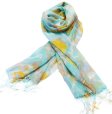 (image for) Lavish abstract flower print scarf tiffany blue / yellow