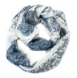 (image for) Lavish infinity paisley flower print scarf navy / white