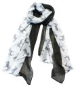 (image for) Lavish horse pattern print scarf black / white