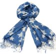 (image for) Lavish star print scarf blue