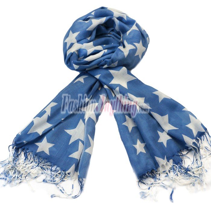 (image for) Lavish star print scarf blue