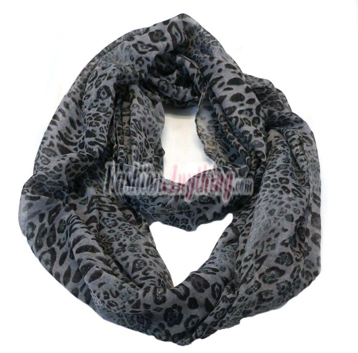 (image for) Lavish infinity leopard print scarf grey