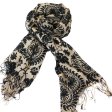 (image for) Lavish abstract flower print scarf black / beige