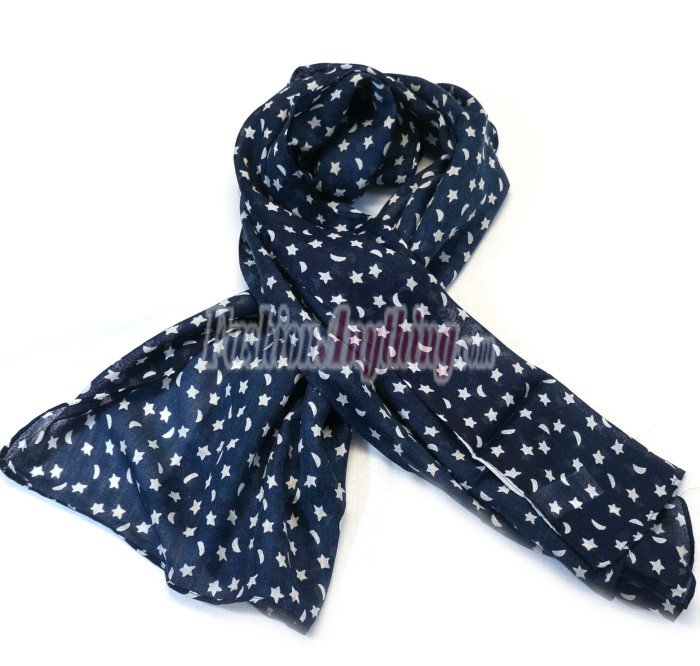 (image for) Lavish star & moon print scarf navy