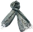 (image for) Lavish leopard print scarf dark grey n-2