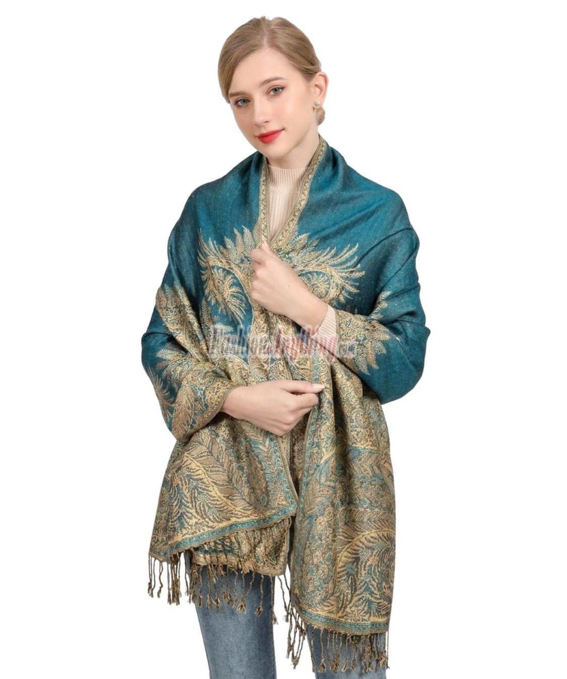 (image for) Big Paisley Thicker Pashmina Turquoise