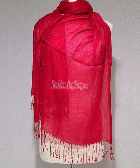 (image for) Metallic Solid Sheer Scarf Red