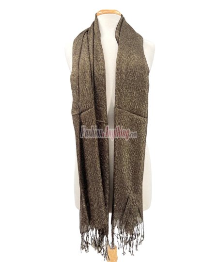(image for) Metallic Solid Sheer Scarf Brown
