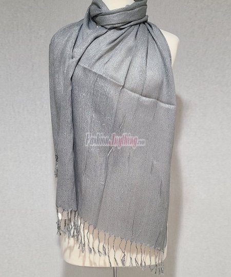 (image for) Metallic Solid Sheer Scarf Grey
