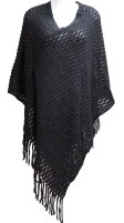 (image for) Two Tone Knit Poncho Black
