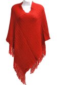(image for) Solid Knit Poncho Red