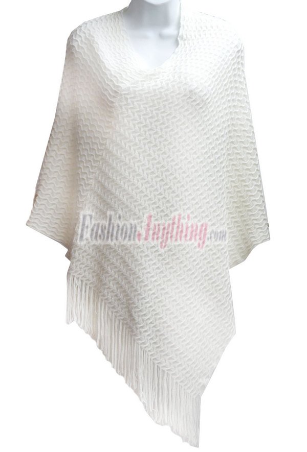 (image for) Solid Knit Poncho White
